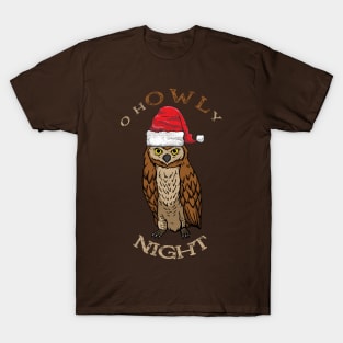 O hOWLy Night Funny Christmas Santa Owl T-Shirt